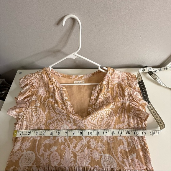 Roller Rabbit - Tan & Pink Floral Paisley Ruffle Mini Linen Dress - Medium - Picture 11 of 11